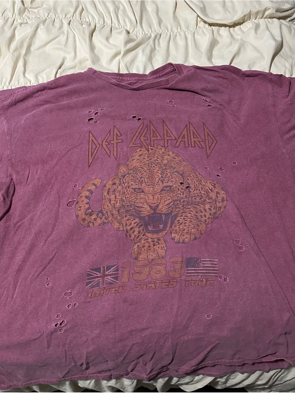 Urban Outfitters Def Leppard Leopard Graphic Tee - Plum